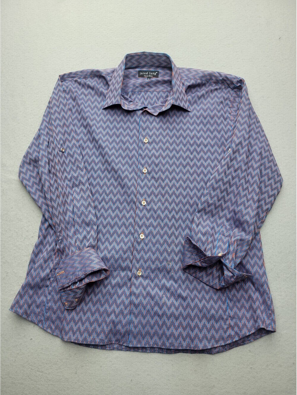 Jared Lang Men's Button-Up Size XL Purple Regular 100% Cotton Turkey Work Fit